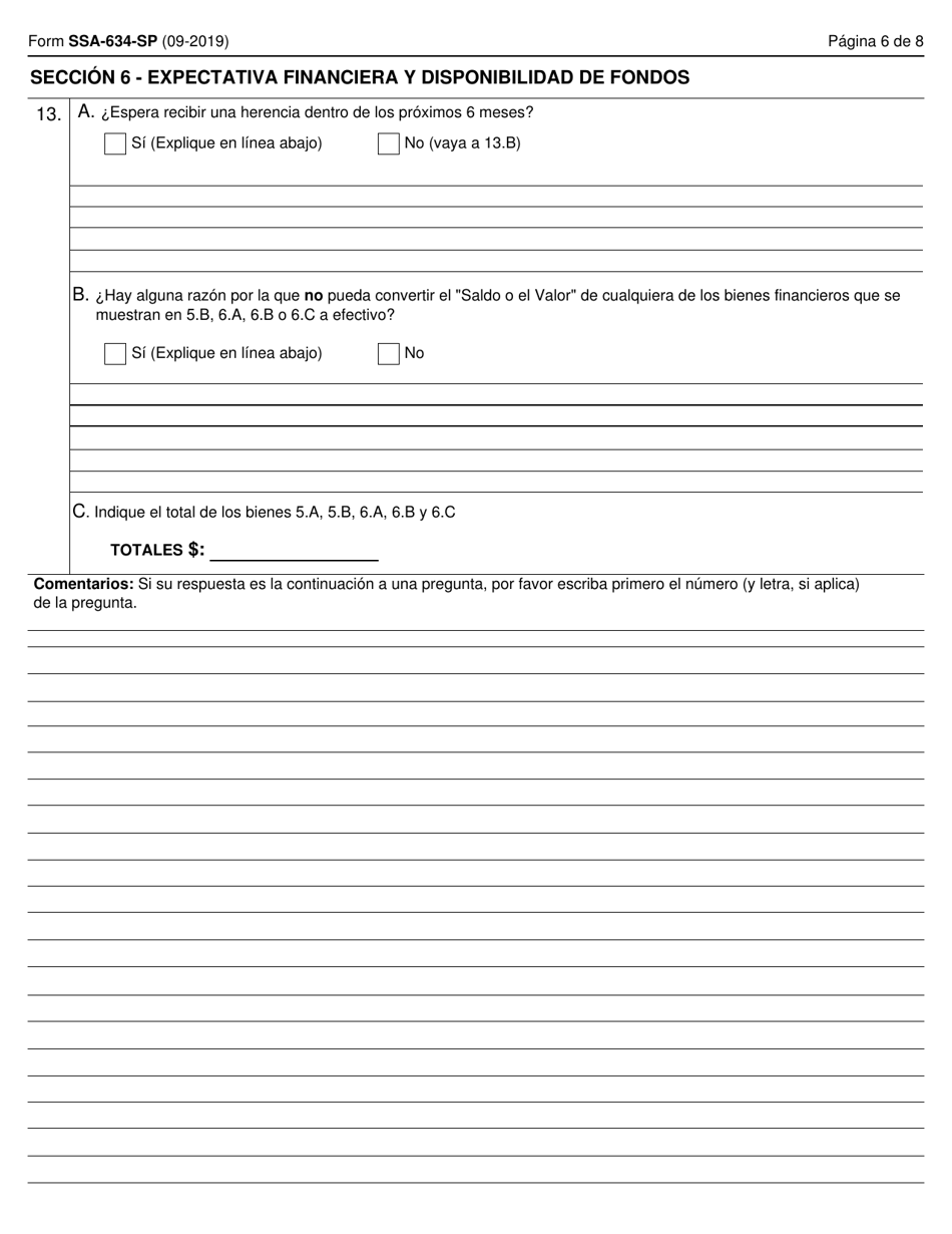 Formulario SSA-634-SP Solicitud De Cambio En La Tasa De Recuperacion De Sobrepago (Spanish), Page 6
