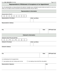 Form SSA-1696 Supplement 2 Representative&#039;s Withdrawal of Acceptance of an Appointment, Page 2