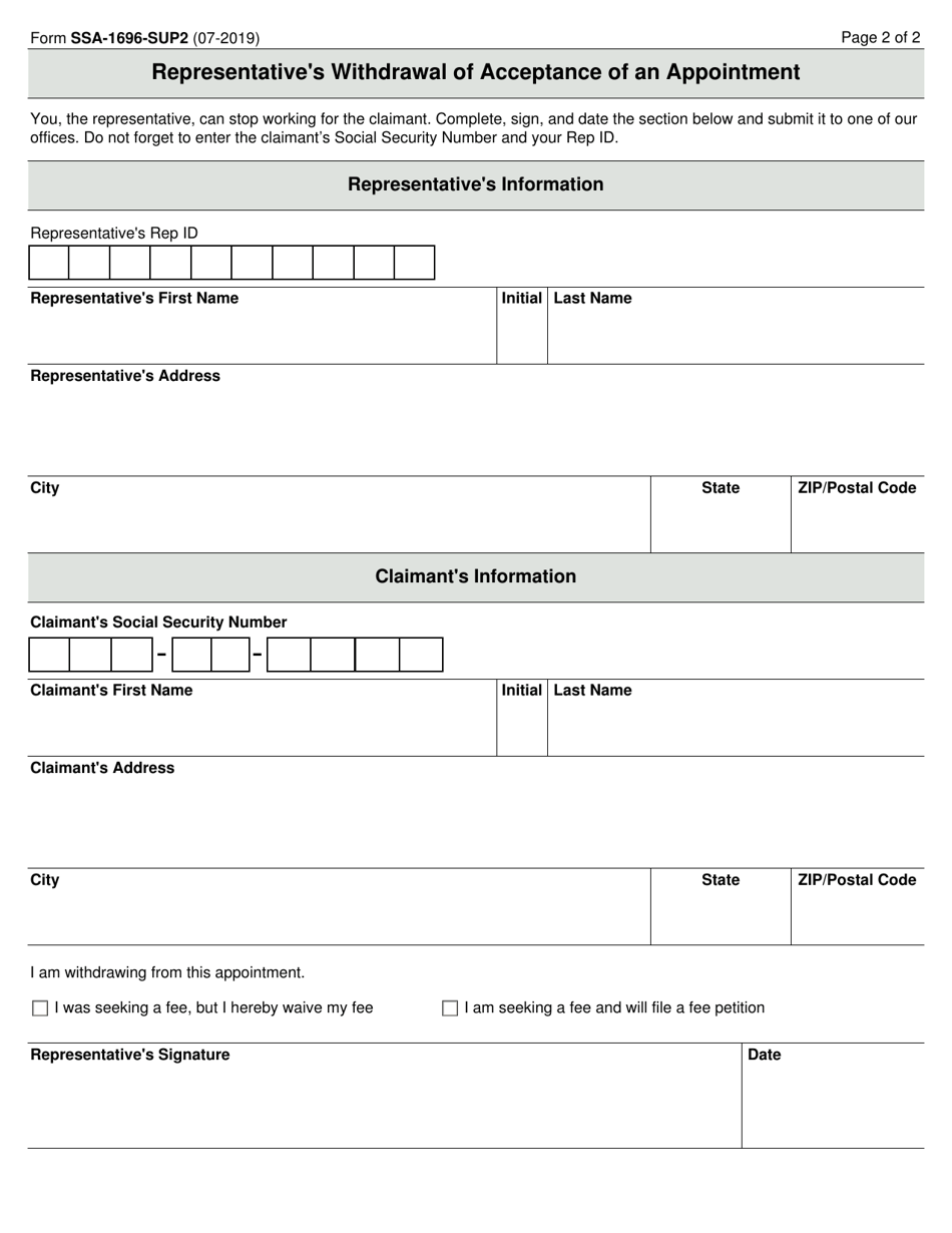 Form Ssa 1696 Supplement 2 Fill Out Sign Online And Download Fillable Pdf Templateroller 3488