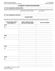 Form HA-4633 Claimant&#039;s Work Background