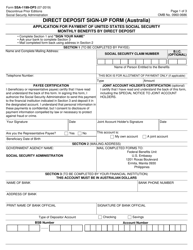 Document preview: Form SSA-1199-OP3 Direct Deposit Sign-Up Form (Australia)