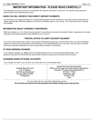 Form SSA-1199-OP3 Direct Deposit Sign-Up Form (Australia), Page 2