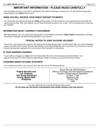 Form SSA-1199-IN Direct Deposit Sign-Up Form (India), Page 2