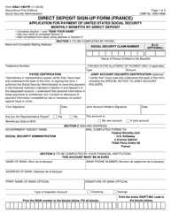 Form SSA-1199-FR Direct Deposit Sign-Up Form (France)