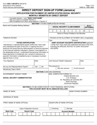 Form SSA-1199-OP15 Direct Deposit Sign-Up Form (Jamaica)