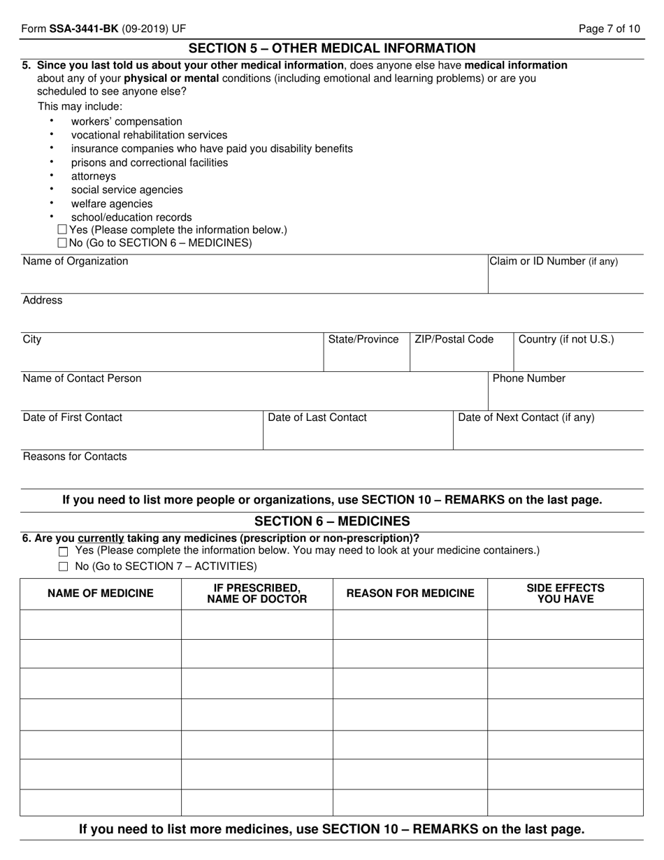 Form SSA-3441-BK - Fill Out, Sign Online And Download Fillable PDF ...