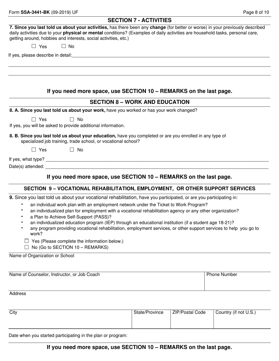 Form Ssa 3441 Bk Fill Out Sign Online And Download Fillable Pdf Templateroller 1072