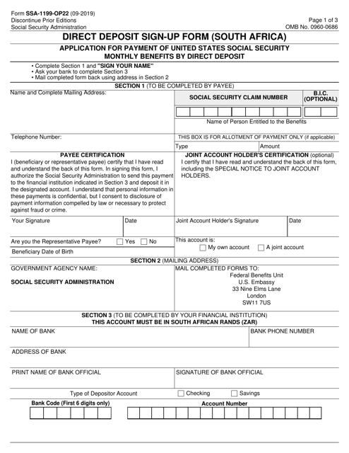 Form SSA-1199-OP22 Direct Deposit Sign-Up Form (South Africa)