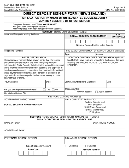Form SSA-1199-OP19 Direct Deposit Sign-Up Form (New Zealand)