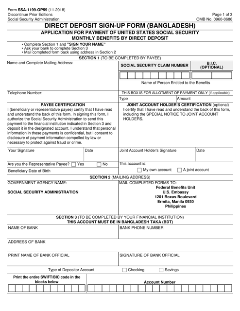 Form SSA-1199-OP59  Printable Pdf