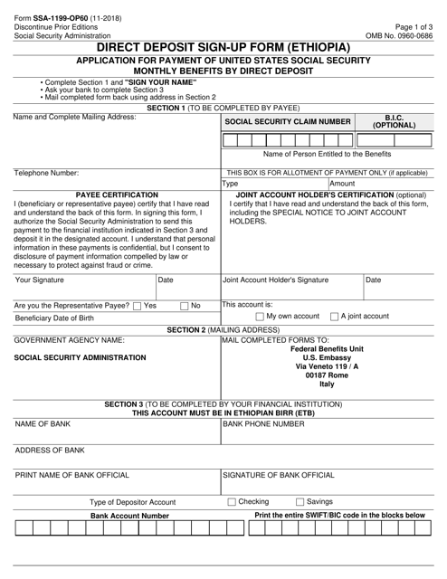 Form SSA-1199-OP60  Printable Pdf