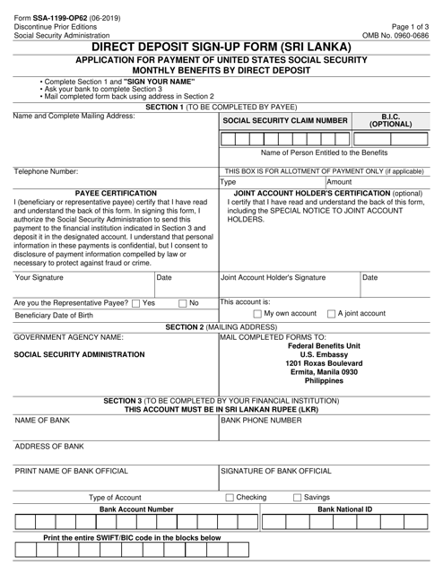 Form SSA-1199-OP62  Printable Pdf