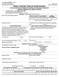 Form SSA-1199-OP65 Direct Deposit Sign-Up Form (Russia)