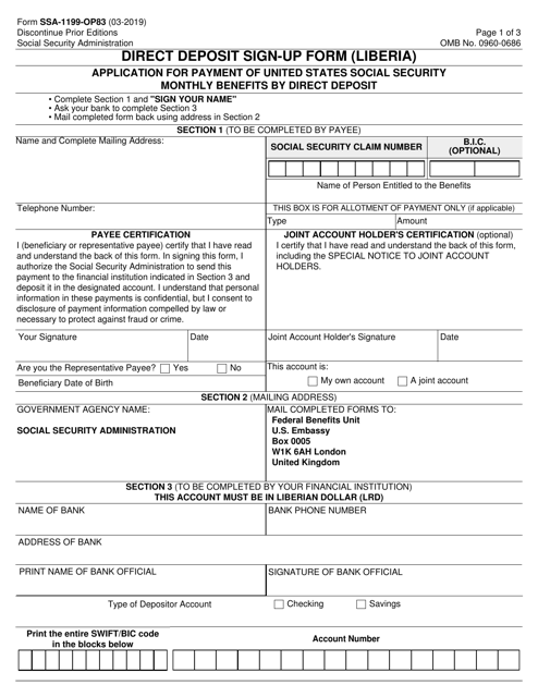 Form SSA-1199-OP83  Printable Pdf