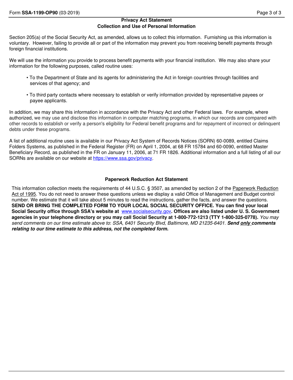 Form SSA-1199-OP90 Direct Deposit Sign-Up Form ( Montserrat), Page 3