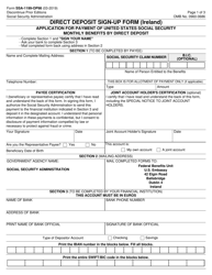 Form SSA-1199-OP98 Direct Deposit Sign-Up Form (Ireland)