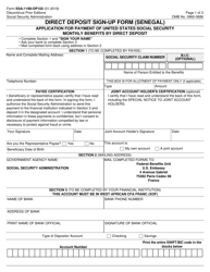 Form SSA-1199-OP102 Direct Deposit Sign-Up Form (Senegal)