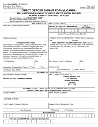 Document preview: Form SSA-1199-OP110 Direct Deposit Sign-Up Form (Uganda)