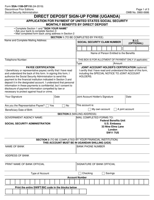 Form SSA-1199-OP110  Printable Pdf