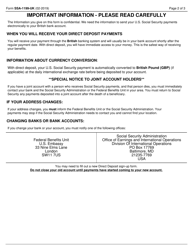 Form SSA-1199-UK Direct Deposit Sign-Up Form (United Kingdom), Page 2