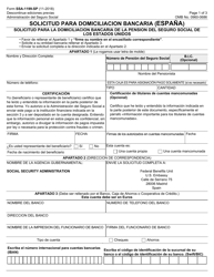 Formulario SSA-1199-SP Solicitud Para Domiciliacion Bancaria (Espana) (Spanish)