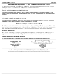 Formulario SSA-1199-SP Solicitud Para Domiciliacion Bancaria (Espana) (Spanish), Page 2