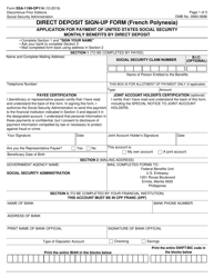 Form SSA-1199-OP-114 Direct Deposit Sign-Up Form (French Polynesia)