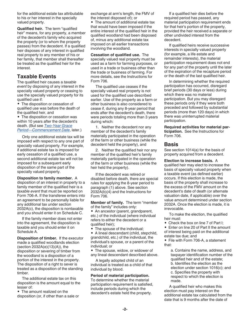 Instructions for IRS Form 706-A United States Additional Estate Tax Return, Page 2