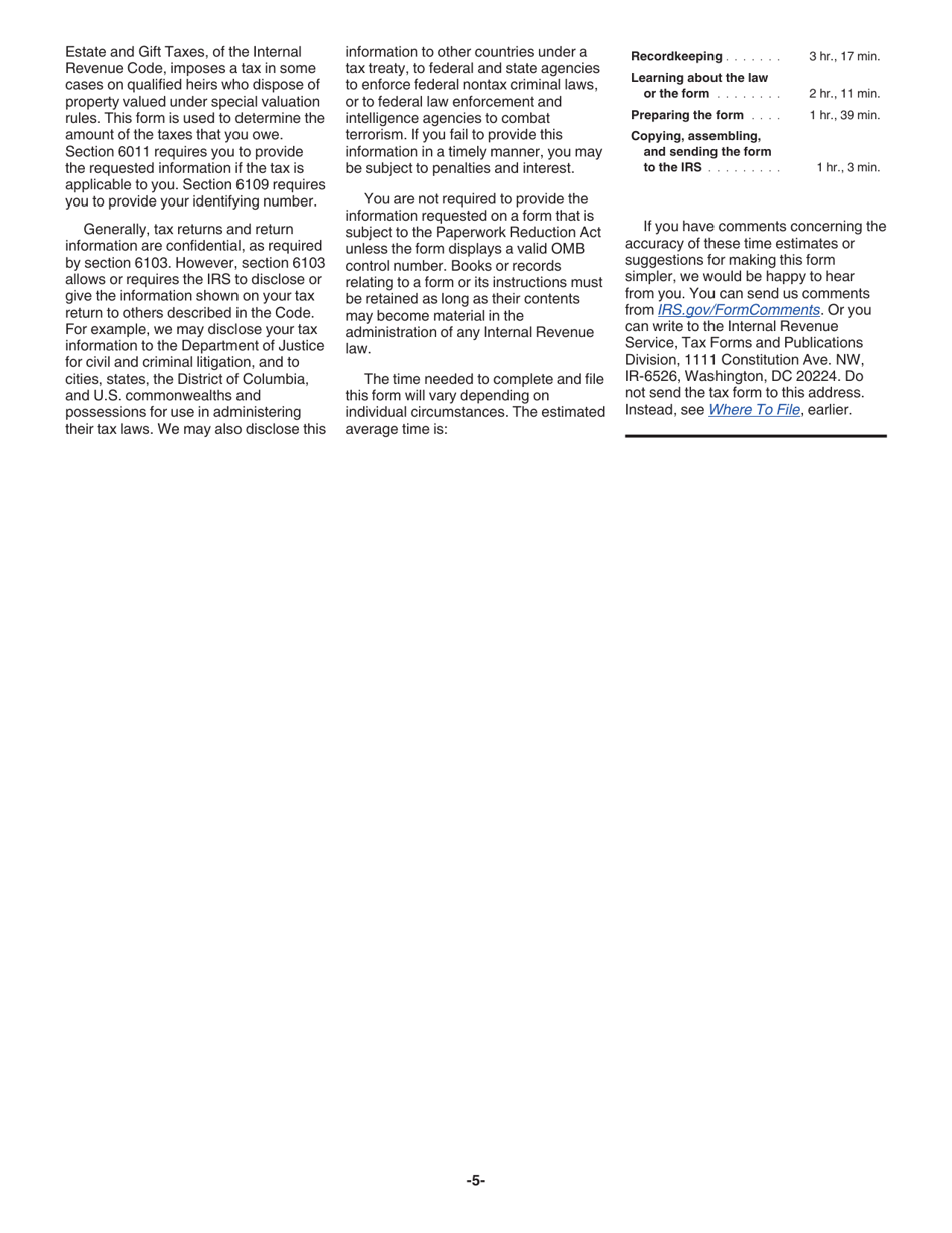 Instructions for IRS Form 706-A United States Additional Estate Tax Return, Page 5