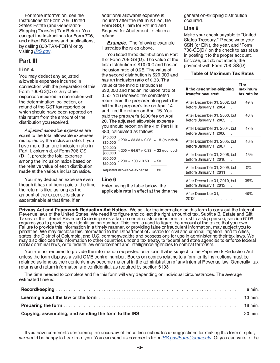 Instructions for IRS Form 706-GS(D) Generation-Skipping Transfer Tax Return for Distributions, Page 3
