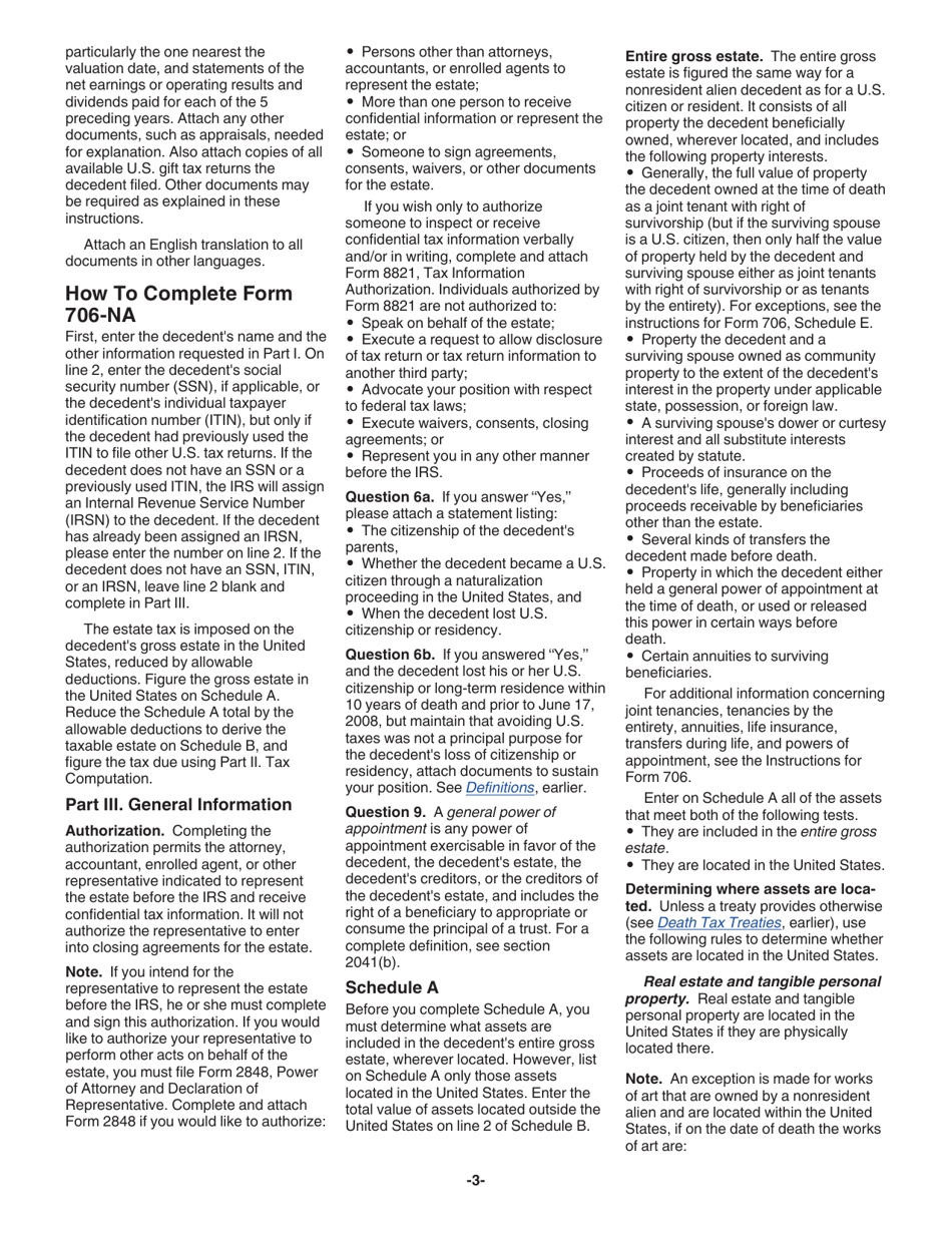 Instructions for IRS Form 706-NA United States Estate (And Generation-Skipping Transfer) Tax Return Estate of Nonresident Not a Citizen of the United States, Page 3