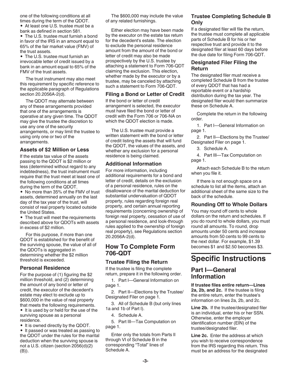 Instructions for IRS Form 706-QDT U.S. Estate Tax Return for Qualified Domestic Trusts, Page 3