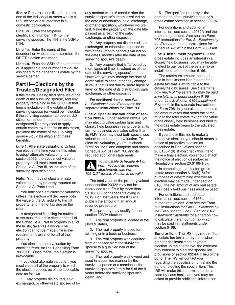 Instructions for IRS Form 706-QDT U.S. Estate Tax Return for Qualified Domestic Trusts, Page 4