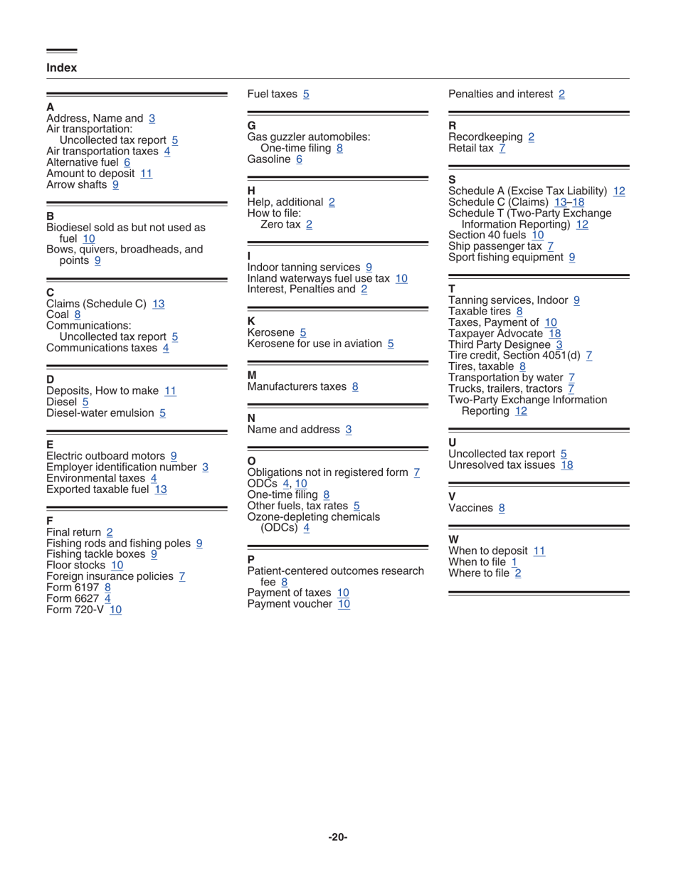 Instructions for IRS Form 720 Quarterly Federal Excise Tax Return, Page 20
