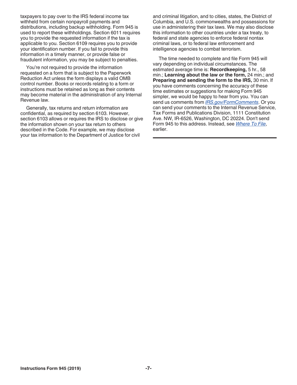 Instructions for IRS Form 945 Annual Return of Withheld Federal Income Tax, Page 7