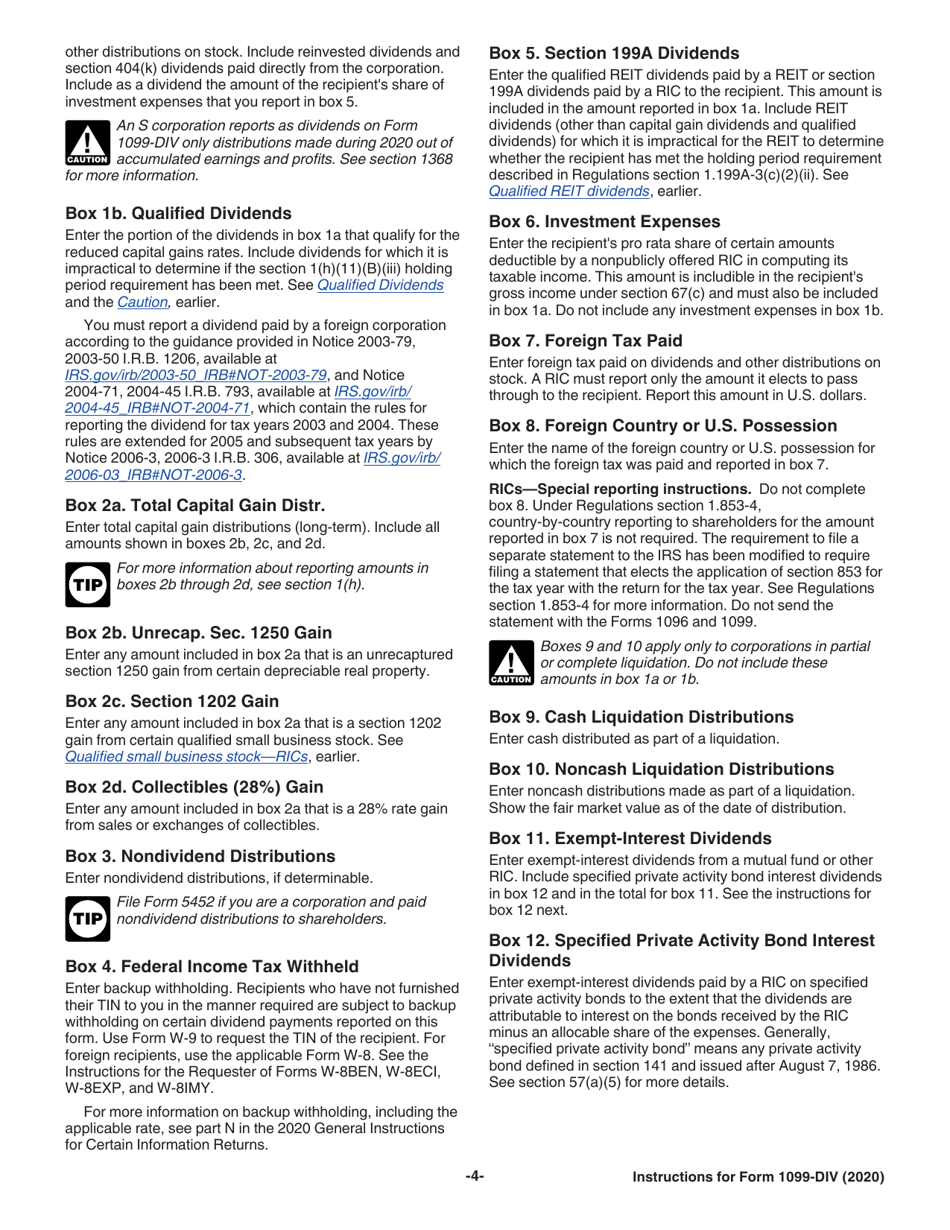Instructions for IRS Form 1099-DIV Dividends and Distributions, Page 4