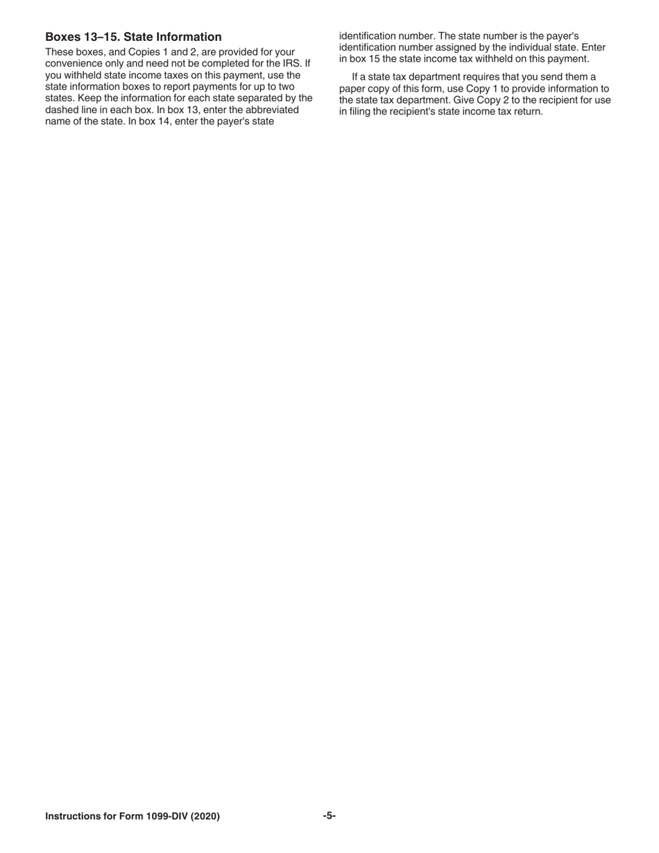 Instructions for IRS Form 1099-DIV Dividends and Distributions, Page 5