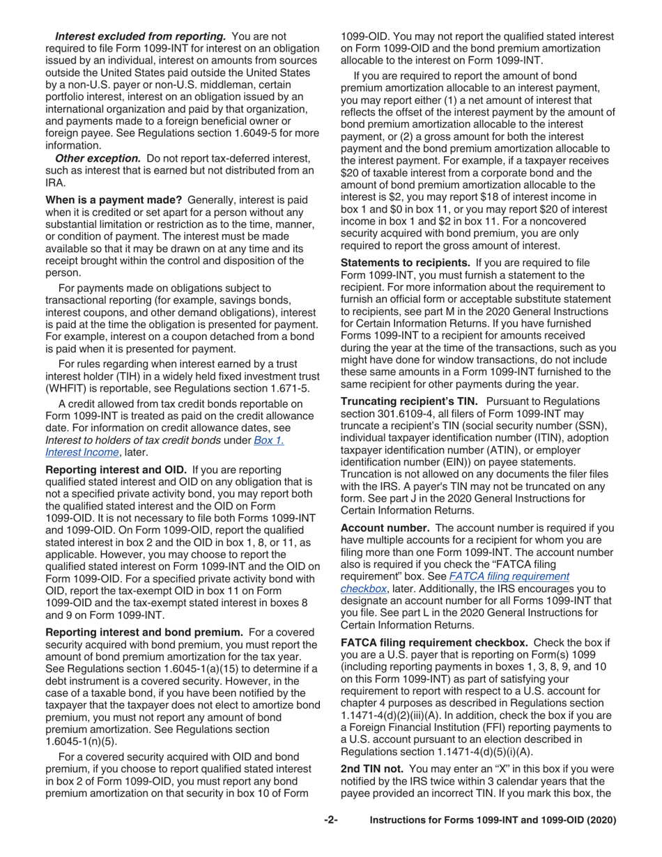 Instructions for IRS Form 1099-INT, 1099-OID Interest Income and Original Issue Discount, Page 2