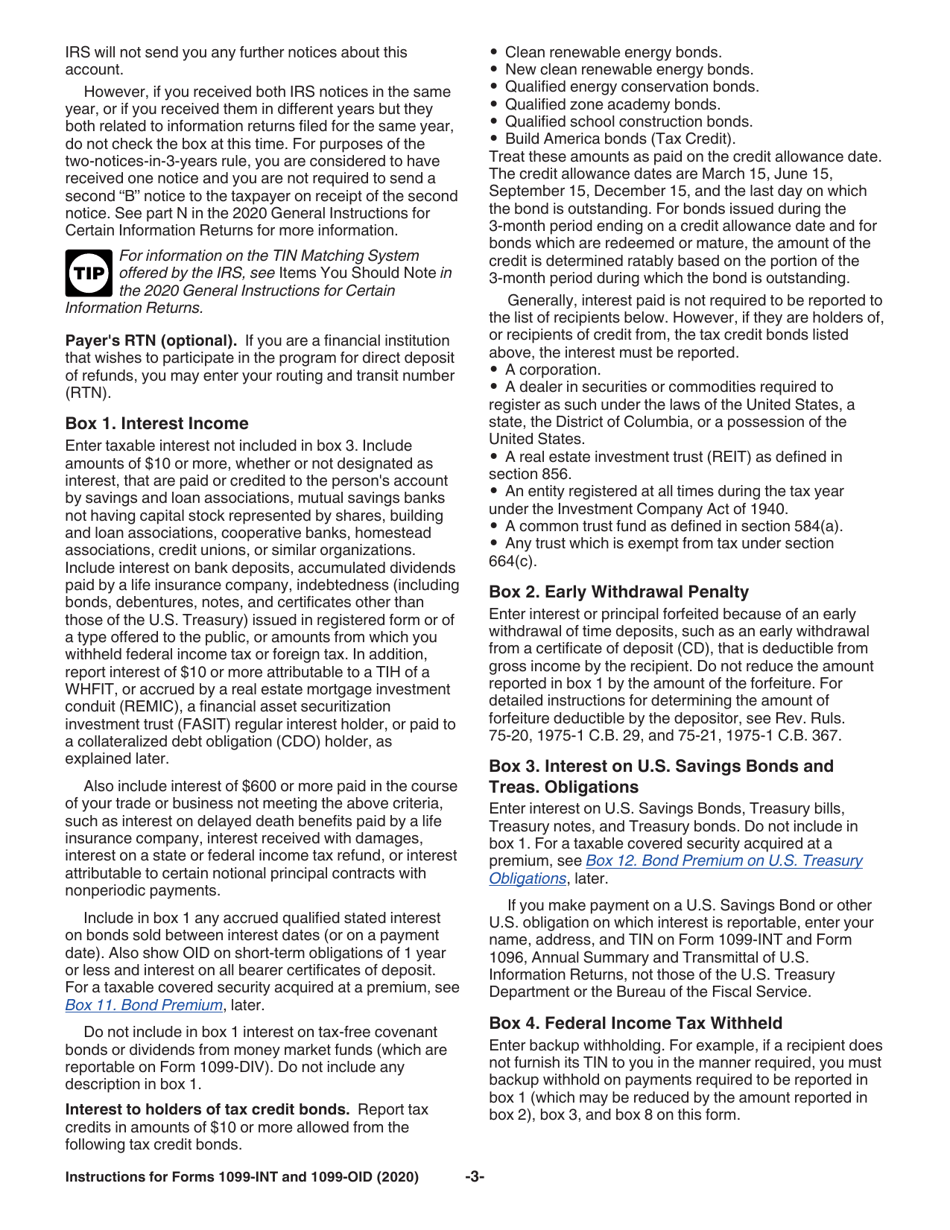 Instructions for IRS Form 1099-INT, 1099-OID Interest Income and Original Issue Discount, Page 3