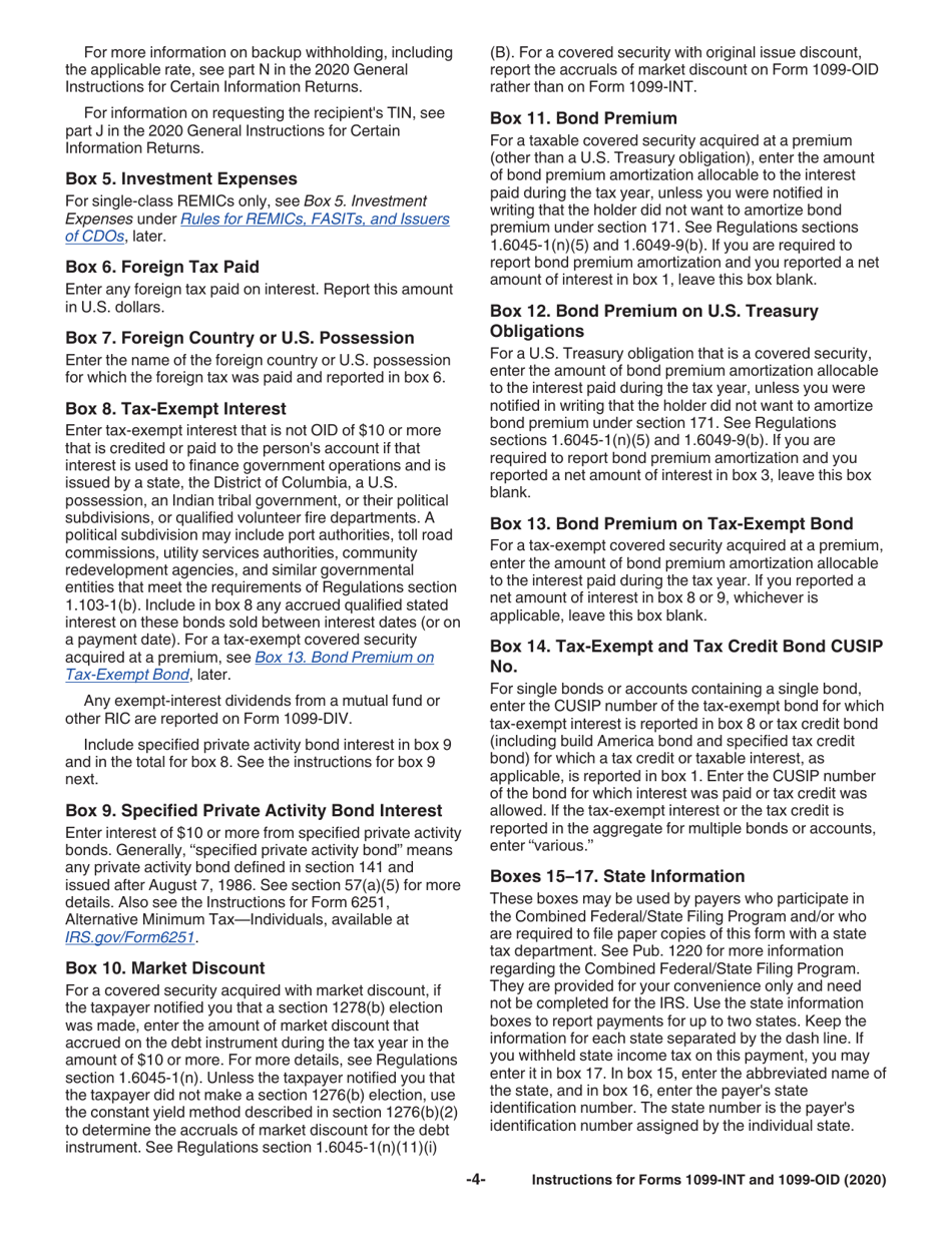 Instructions for IRS Form 1099-INT, 1099-OID Interest Income and Original Issue Discount, Page 4
