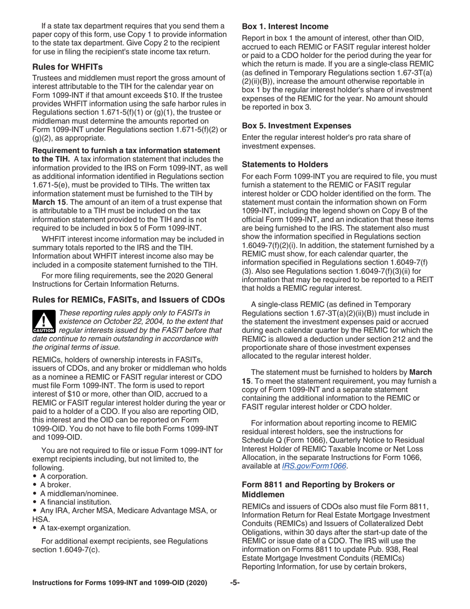Instructions for IRS Form 1099-INT, 1099-OID Interest Income and Original Issue Discount, Page 5