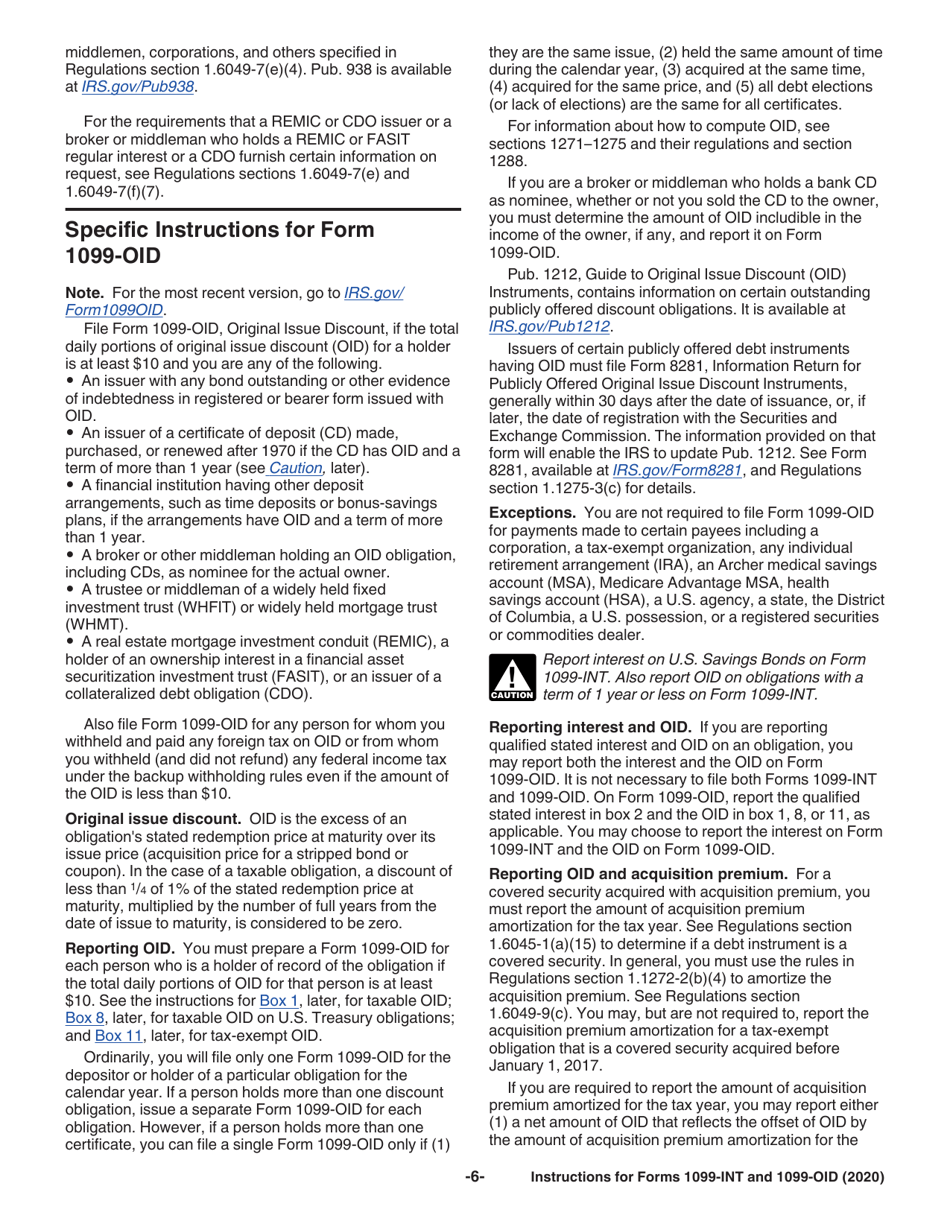 Instructions for IRS Form 1099-INT, 1099-OID Interest Income and Original Issue Discount, Page 6