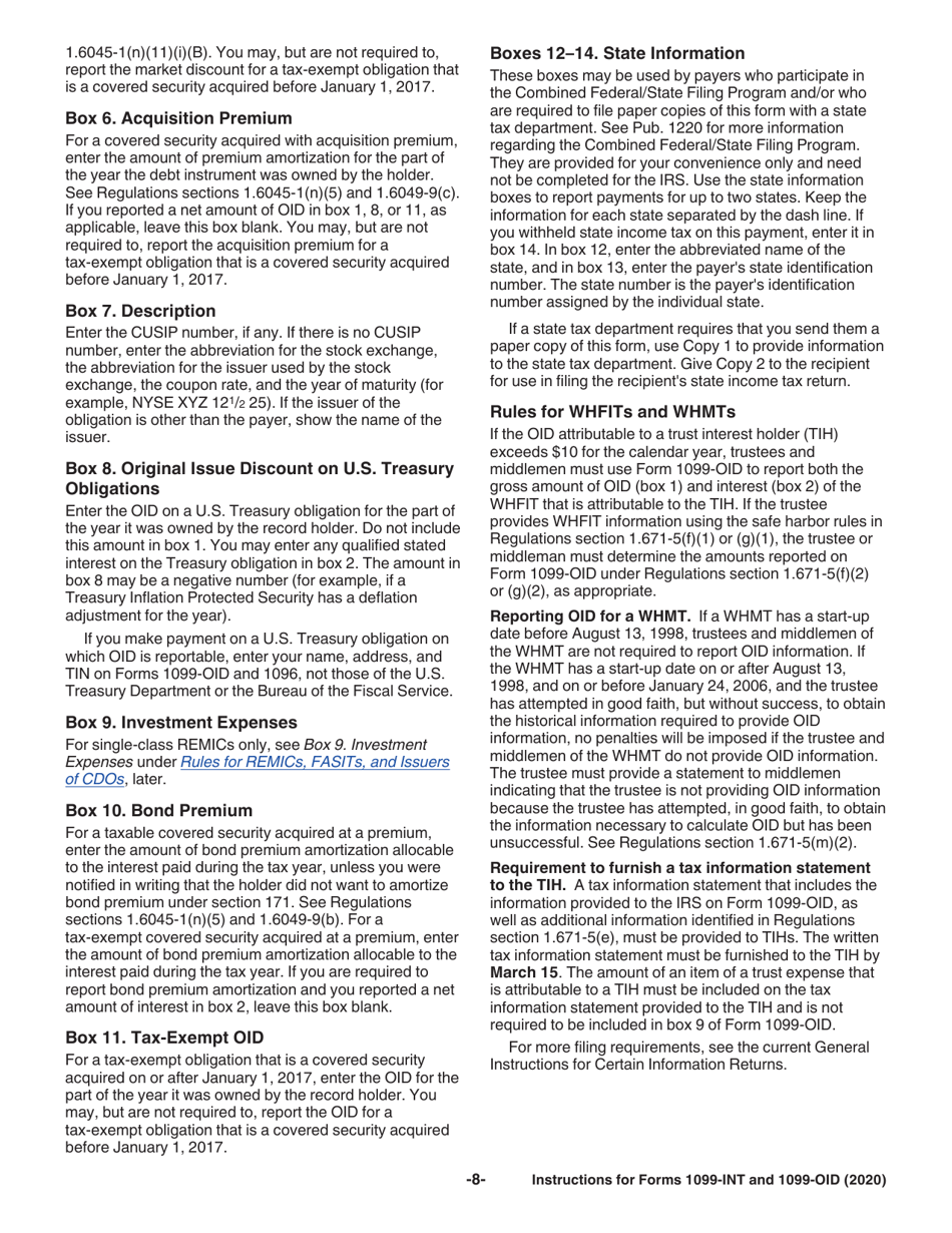Instructions for IRS Form 1099-INT, 1099-OID Interest Income and Original Issue Discount, Page 8