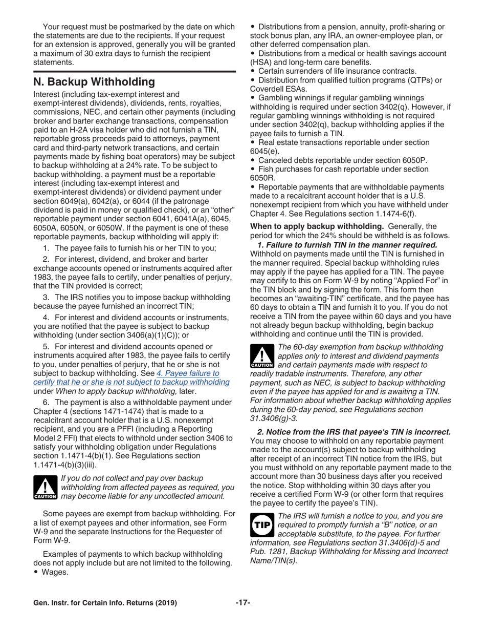 Instructions for IRS Form 1096, 1097, 1098, 1099, 3921, 3922, 5948, W-2G, Page 17