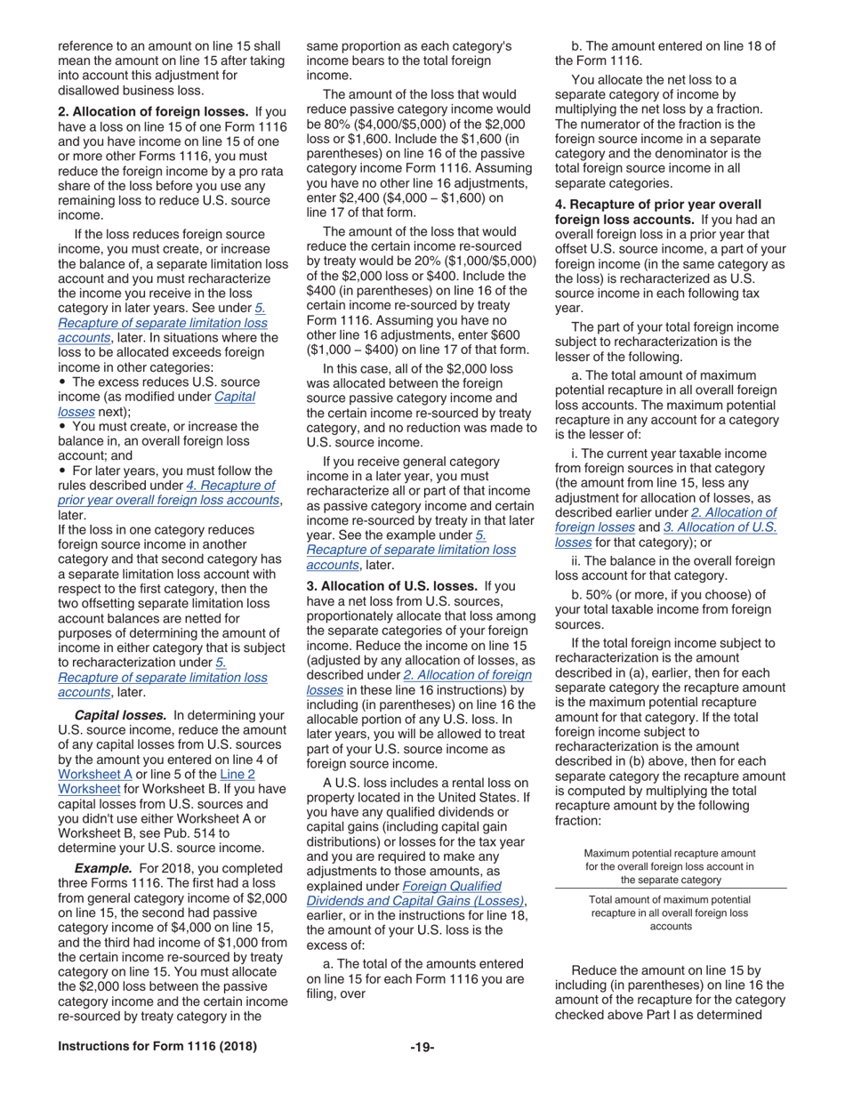 Instructions for IRS Form 1116 Foreign Tax Credit (Individual, Estate, or Trust), Page 19