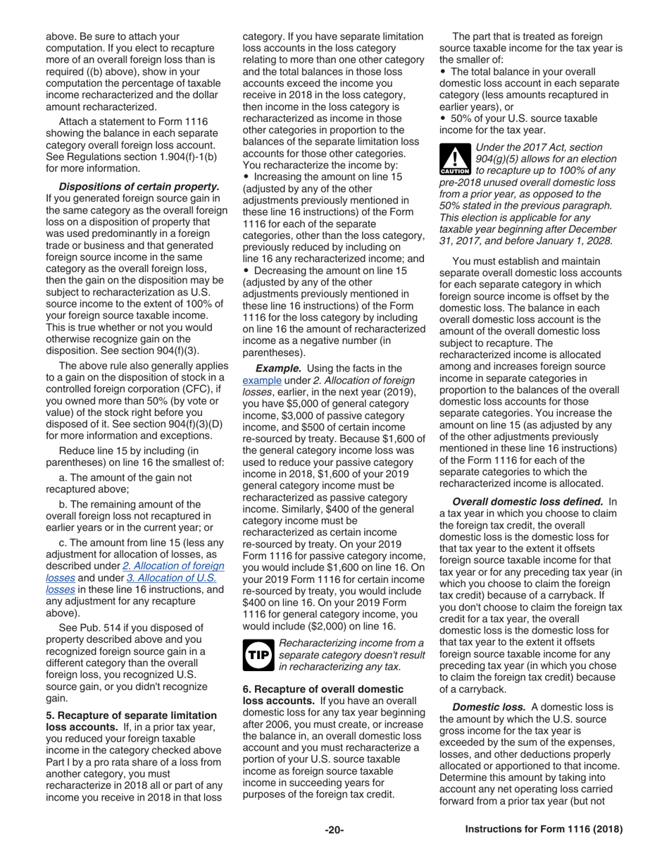 Instructions for IRS Form 1116 Foreign Tax Credit (Individual, Estate, or Trust), Page 20