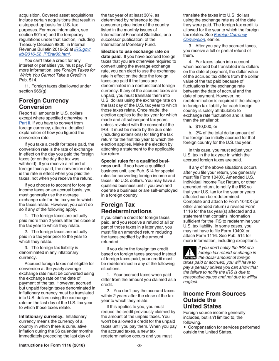 Instructions for IRS Form 1116 Foreign Tax Credit (Individual, Estate, or Trust), Page 3