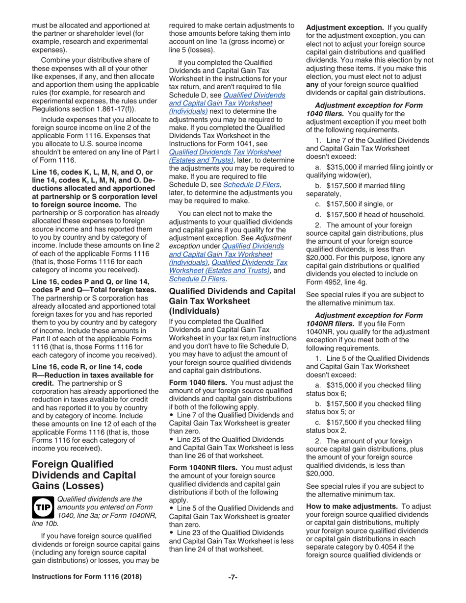 Instructions for IRS Form 1116 Foreign Tax Credit (Individual, Estate, or Trust), Page 7