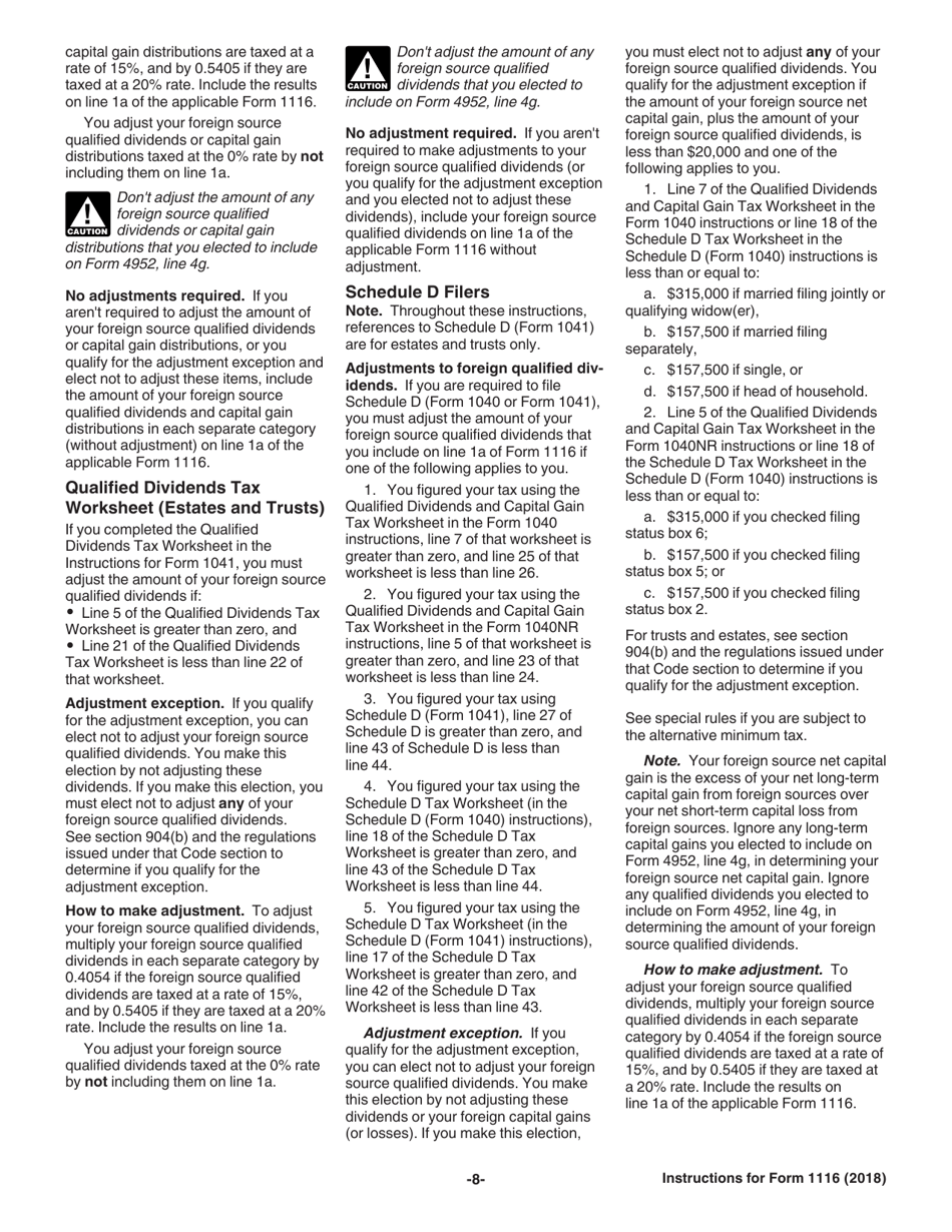 Instructions for IRS Form 1116 Foreign Tax Credit (Individual, Estate, or Trust), Page 8