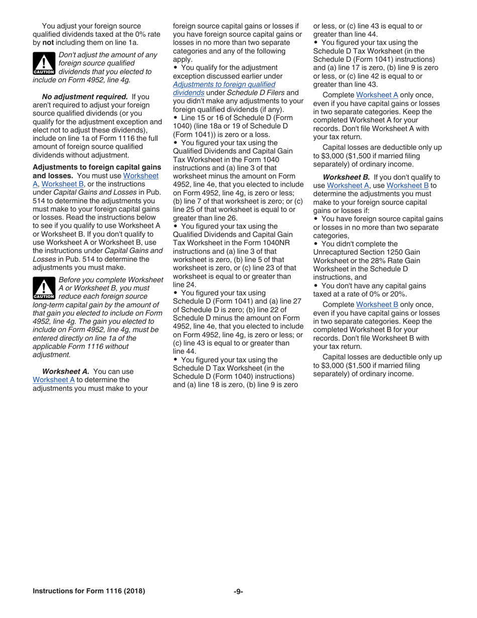 Instructions for IRS Form 1116 Foreign Tax Credit (Individual, Estate, or Trust), Page 9